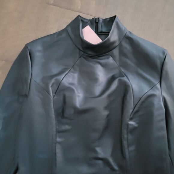 WOLFORD x AMINA MUADDI TURTLENECK VEGAN LEATHER BODYSUIT size 10 M - Picture 10 of 13